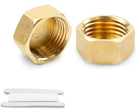 Bwintech 2 Pcs 1/2 Female BSP Thread Brass Female Cap Hex Socket Pipe Plug Fittings Connector for Pipe Connecting Conversion