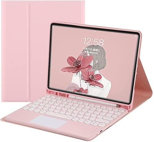 Disonbeir Keyboard Case for iPad Mini 6, iPad 8.3 inch - Cute Round Key Touchpad Detachable Keyboard with Pencil Holder, Pink