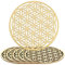 6 Pièces Fleur de Vie en Bois, Dessous de Verre Panneau Cercle pour Recharger les Pierres, Décoration Murale, Purification, Méditation, 10 x 10 cm