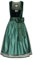Nübler Dirndl midi Damen Marlies SAMT Grün - 2-teilig Set mit Kleid und Schürze, Samtoberteil, Ornamentenmuster Rock, Schimmernde Schürze, Reißverschluss, eckiger Ausschnitt mit Schnalle, Größe:46
