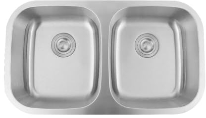 Omeere Fregadero de acero inoxidable 304 18/8 0,8 mm,Fregadero de cocina 2 seno,pequeña,rectangular