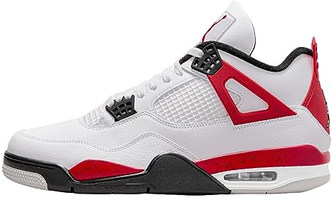 AIR JORDAN 4 Retro 'Red Cement' DH6927-161 Size 44, Blanco Rojo Fuego Negro, 43 EU