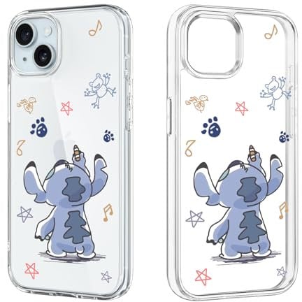 DiyGody Compatible for iPhone 15 Plus Case Cute Clear with Anime Blue Dog Pattern for Women Girls, Thin Slim Soft Silicone TPU Drop-proof Protective Cover for iPhone 15 Plus 6.7”