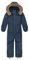 L SERVER Kinder Skianzug Jungen mit Kapuze Winddichte Wasserdichte Schneeoverall Mädchen Warmer Schneeanzug Dickere Skioverall mit Reflektierenden Streifen, Marineblau, 146