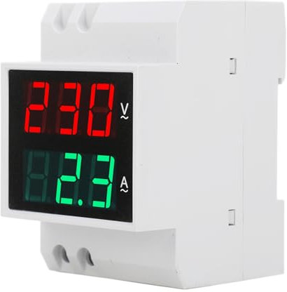 Voltmetro Amperometro Digitale, Misuratore Su Guida DIN Tester Contatore Di Energia Digitale Monofase Doppio Display A LED Voltmetro Amperometro, Amperometri