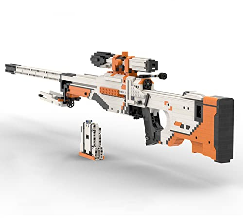 SAYN Technik Gewehr mit Schussfunktion, 2000+ Teile AWP Sniper Gewehr Pistole Modell mit Kugel, MOC Kompatibel mit Lego Gewehr