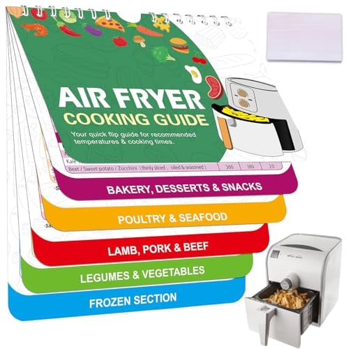 wimony Air Fryer Cheat Sheet Magnets Cooking Guide Booklet Air Fryer Cooking Guide Celsius Centigrade Cook Times Chart Cooking Measurements for Food Air Fryer Accessories Recipes Reference Guide
