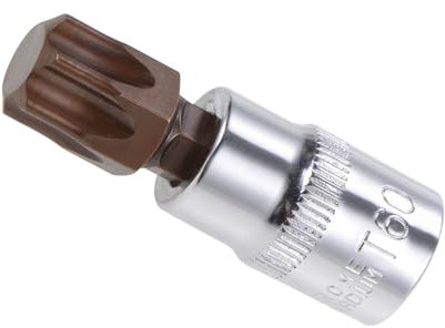 CoCud Embouts de Tournevis Torx, Embout Métrique T60 3/8 Drive 1,5 de Long, Douille en Acier Allié S2 Traité Thermiquement Cr-V - (Applications : pour les Fixations)
