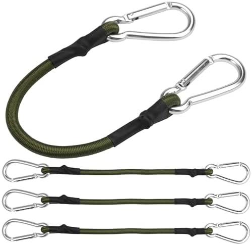 4 Stück Spanngummi mit Karabiner 30cm, Expander Spanngurt mit Karabinerhaken, Gepäckspanner Grün, Spanngurte Gummi Bungee Cords, Gummiband mit Haken für Sonnensegel, Tarps, Fahrrad, Auto, Ladung