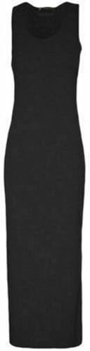 Women Ladies Jersey Long Summer Vest Racer Muscle Back Maxi Dress Plus Size Black 20-22