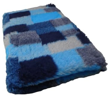 Krambambulishop.de Vet-Bed Softbed Dry-Bed Hundebett Hundedecke Vetbed Trockenbett rutschfest 30mm (Patchwork Türkis, 160cm x 100cm)