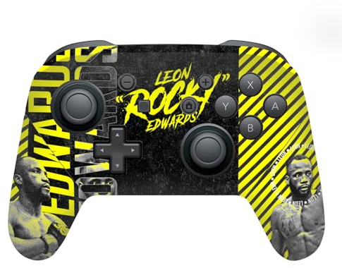 Head Case Designs Offizielle UFC Typografie Leon Edwards Vinyl Haut Gaming Aufkleber Abziehbild Abdeckung kompatibel mit Nintendo Switch Pro Controller