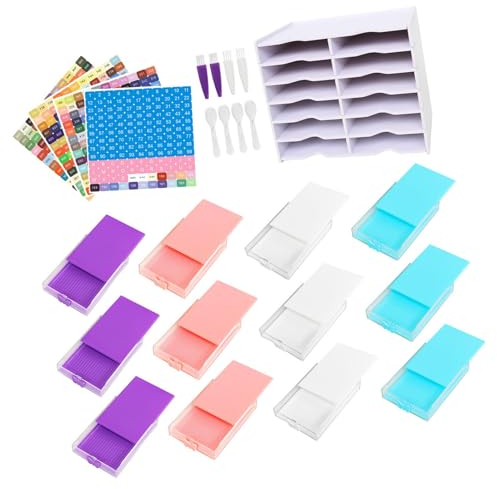 Baoblaze 12Pcs Diamond Storage Tray Rhinestone Tray Beading Storage Tray Lid DIY 5D Sieve Drill Tray Art Crafts Diamond Paintings Tray, white