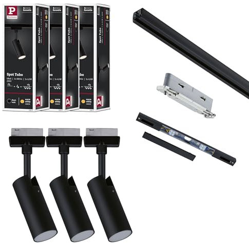 5227 Paulmann Bundle URail LED Schienenspot Tubo Schwarz Schienensystem erweiterbar