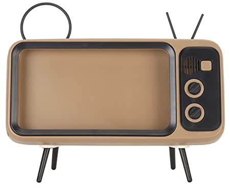 LIZEALUCKY Desk Mobile Phone Bracket Cell Phone Stand Retro TV Style Phone Holder Mobile Holder Desktop Phone Holder Stand for Home Dorm Coffee Color