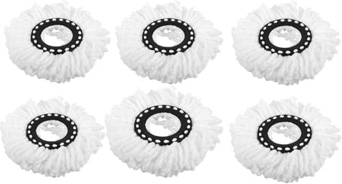 *NEW* SWISSPACK Revolving Spin Mop and Bucket White Pads X 6 (Only Pads) (WHITE MOP PADS x 6)