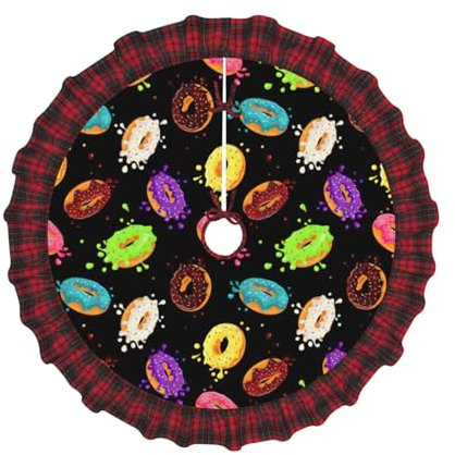 Gonna decorativa per albero di Natale, con stampa a ciambella, per le vacanze.