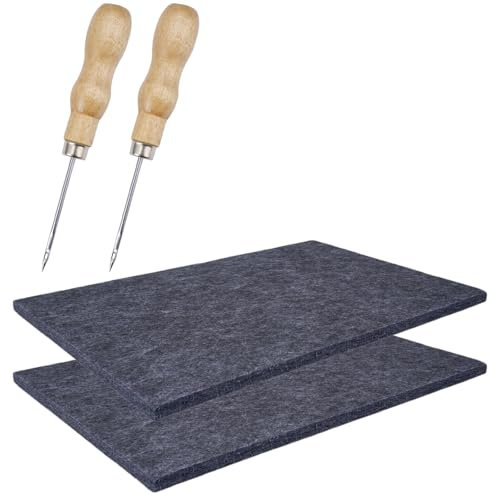 2 Pezzi Punteruolo e Tappetino per Bambini Kit, 30 x 20 x 0.9 cm Feltro, Punteruolo per Legno Tappetino Feltro, Punteruolo con Manico in Legno da 7.1 cm, Adatto a Bambini e Adulti Feltro per Lavoretti