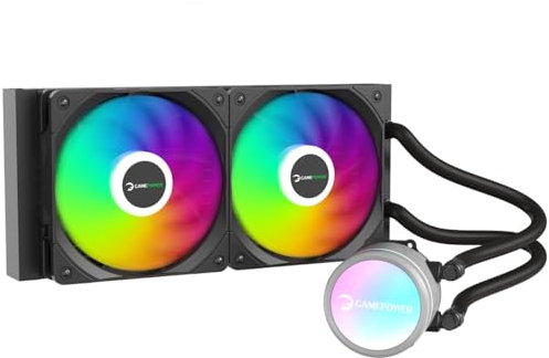 GAMEPOWER Skadi V2 240mm ARGB AIO Wasserkühlung | Hochleistungs-CPU-Kühler mit 2X PWM-Lüftern | Keramik-Pumpe | Kompatibel für AMD AM5/AM4 & Intel LGA 1700/1200 | RGB-Synchronisation