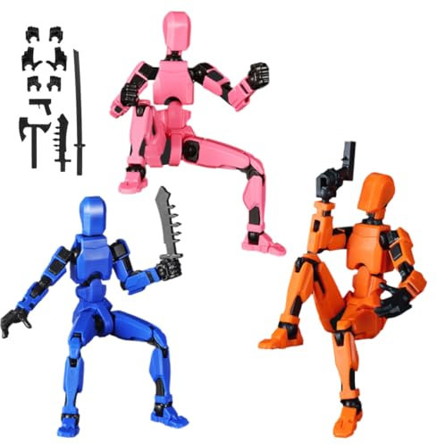 HQRKOTM 3 Stück t13 action figure Mehrgelenk-Roboterspielzeug, Titan 13-Actionfigur, Schreibtischdekoration für Spielzeug für Spieleliebhaber (Pink/Blau/Orange)