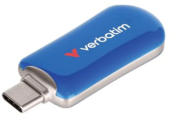 Verbatim Plectra - Chiavetta USB-C 128 GB, 3.2 Gen 1 USB-C Flash Drive, memoria compatta fino a 100 MB/s, memoria per iPad, iPhone, smartphone, laptop, PC, compatibile con Mac/Windows