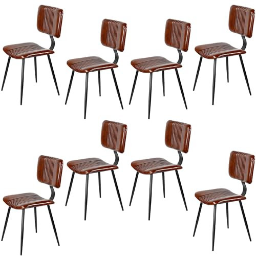 Casa Moro Esszimmerstühle 8er Set Braun Konferenzstühle Stühle Esszimmer Stuhl Leder Wartezimmerstühle Lederstuhl Polsterstuhl Essstühle