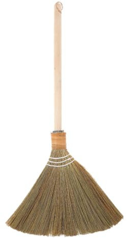 TOVINANNA Vietnamese Corn Broom with Wood Handle Natural Whisk Sweeping Broom for Efficient Floor Cleaning in Courtyard Garage Lobby and Garden