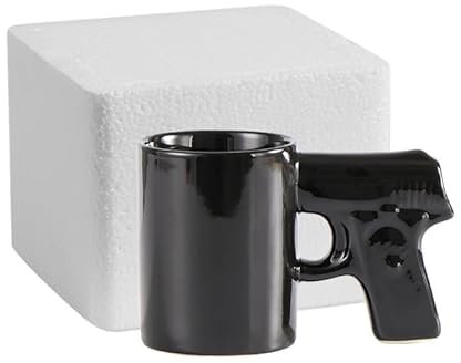 Keramiktasse mit Pistolengriff, schwarze Kaffeetasse mit Pistolengriff, 350 ml, einzigartige Tasse für Pistolenliebhaber