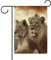 Drapeau de jardin 18,5 x 12,6 pouces, double face, en toile de jute, imprimé lion et lionne d'Afrique, pour décoration extérieure de la maison