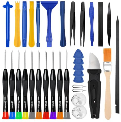 Kit de Reparación de Móviles 34 en 1,Juego de Herramientas de Apertura Antiestático y Antideslizante,Kit de Reparación de Teléfonos Móviles, Adecuado Reemplazo de Pantalla,Mantenimiento y Limpieza