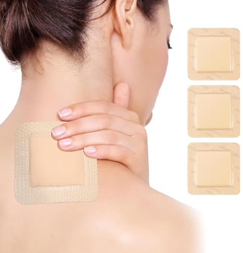 TISCH 3 Pcs Silikonschaumverband 7,5cmx7,5cm (4,5cm x 4,5cm Wundkissen), Silikonkleber Schaumstoffverband, Selbstklebender Wundverband, Wasserdichter Wundpflaster, für Dekubitus, Verbrennungen, Blasen