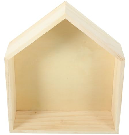 VALICLUD Wandregal in Hausform Schwebendes Wandregal Aus Holz Modernes Für Wohnzimmer Schlafzimmer Büro Küche Badezimmer Kompaktes Regal Für Mehr Ordnung