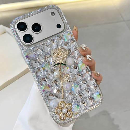 Otterbox Handyhüllen für iPhone Xs, niedlich, robust, luxuriös, für Mädchen, Geschenke, Strasssteine, goldene Rosen, Weiß