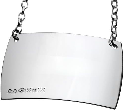 Cators Sterling Silver Decanter Labels (Plain) - Heavyweight, Curved Spirit Decanter Label, Fully Hallmarked .925 Sterling Silver Labels for Spirit Decanters