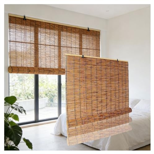 Bambu-rullgardiner 30 90 150 50 cm, Trådlösa Bambu-rullgardiner för Uteplatser, Enkla Att Installera, Ger Avskildhet, Hållbara Romerska Gardiner för Sovrum Balkong(W150cm x H188cm)