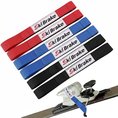 6 Pcs Ski Brake Straps,Adjustable Ski Straps for Snowboard Bindings & Downhill Skis,S/ki Strap Gear for S/ki Tuning Kit,Durable Nylon Binding Brake Retainer Bands,Board Pole Retainers (Red,Black,Blue)