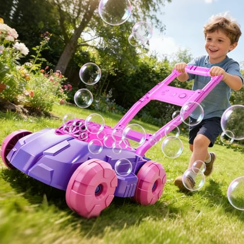 WOANZZ Tagliaerba a Bolle con Musica, Antiperdita, 5000+ Bolle Colorate al Minuto per Interni/Esterni, Perfetto Regalo da Giardino per Bambini 3-6 Anni, Viola