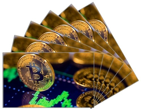 Wallario 6er Set Frühstücksbrettchen aus Glas, Glasunterlage, Glasbrettchen Bitcoin im Marktgeschehen, Größe 14 x 23 cm, Sicherheitsglas