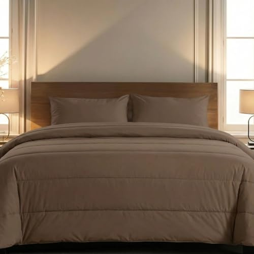 Zelesta® Comfort Uni Sommerbettdecke ohne Bezug – 2-in-1 Kühldecke für den Sommer, Atmungsaktiv, Leicht & Waschbar 40°C, Temperaturregulierend, Mikrofaser Bettdecke (Mokka, 140x200cm)