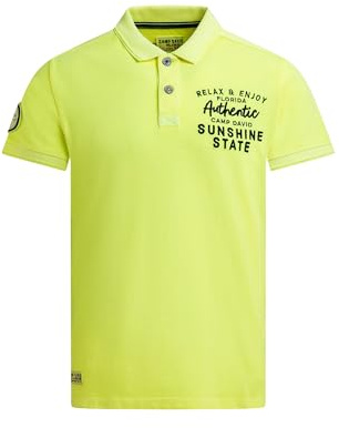 Camp David Herren Pikee-Polo Kurzarm mit Rücken-Stickerei – Poloshirt aus 100% Baumwolle, Regular Fit Neon Lime, XXL