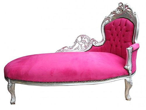 Casa Padrino Barock Chaiselongue 'King' Pink/Silber- Antik Stil Möbel