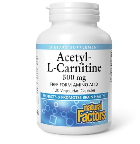Natural Factors, Acetyl L-Carnitine 500 mg, Promotes a Healthy Memory, Concentration and Brain Function, 120 capsules (60 servings)