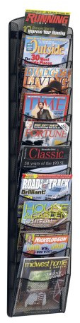 Safco Onyx Mesh Magazine Holder, Display Rack with 10 Pockets, Brochure Organizer, Commercial-Grade Steel Construction, Black