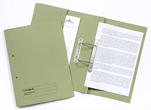 Exacompta - Ref 211/6002Z - Guildhall - Pocket Spiral File, 420gsm Heavyweight Manilla, Holds A4 & Foolscap Documents, Left Hand Pocket, Blue Angel Certified - Green, Pack of 25