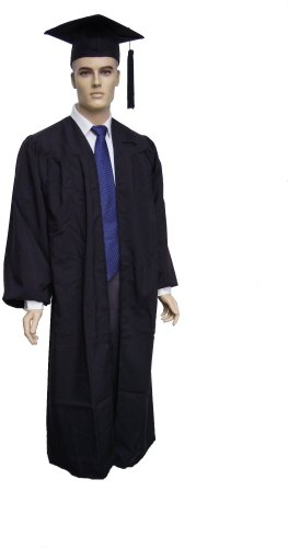 Robe Academicus Komplett-Set: akademischer Talar aus Funktionsfaser + Doktorhut mit Quaste und aktueller (!) Jahrgangszahl (S Small (kleiner 165 cm Körperhöhe), Schwarz)