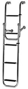 Badeleiter f. Boot Edelstahl Klappbar 5 Stufen Kunststoff Schwarz | ABS | Rutschfest | Einfache Montage | Breite: 28 cm | Durchmesser: 2,5 cm | Bootsleiter