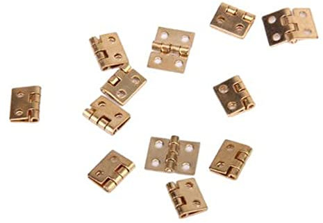 PANYTOW 12pcs 1/12 Dollhouse Miniature Furniture Closet Mini Hinges - Golden