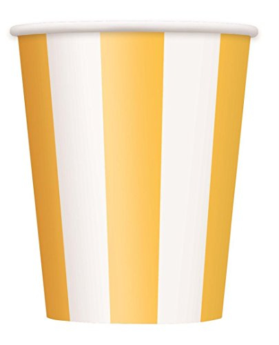 Unique Party 38036 - 12oz Yellow Striped Paper Cups, Pack of 6