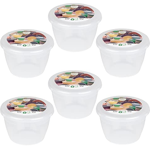 Just Pudding Basins Clear 1/4 Pint 140ml Small Basin Food Safe Plastic Bowls and Lids 6 Pack…