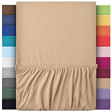 Premium Plus Topper Bezug Boxspring Spannbetttuch Jersey 180x200-200 x 220cm 100% Baumwolle (Sand/Cappuccino)